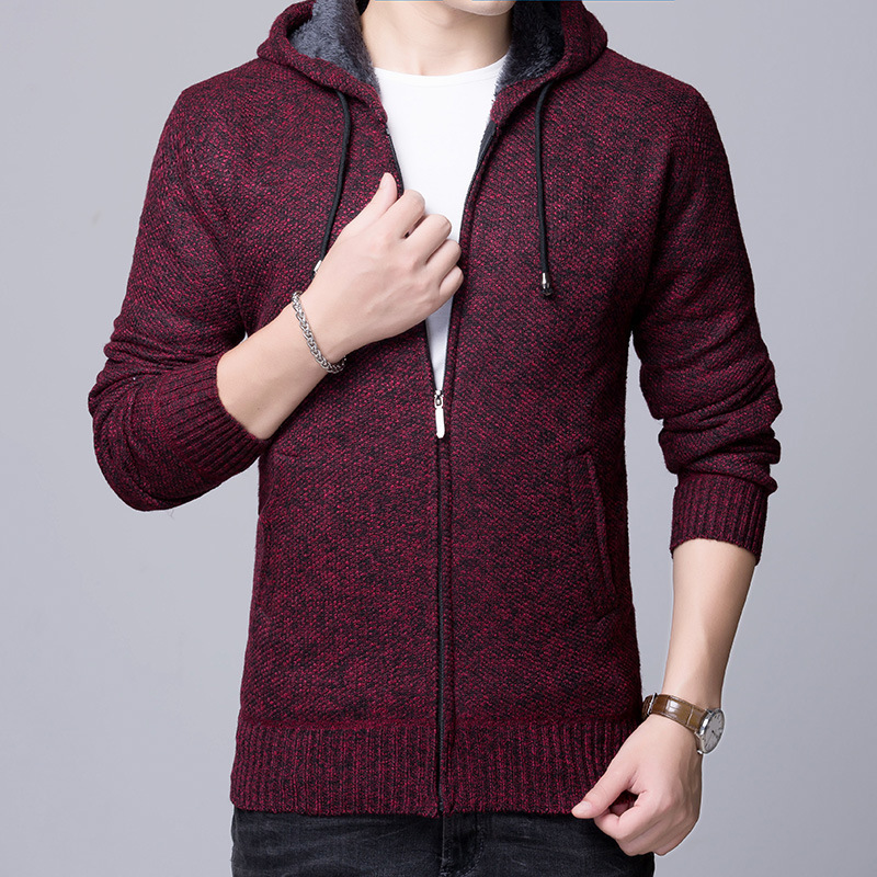 in stock Autumn and Winter Men's Casual Hooded Men's Sweater Cardigan Solid Color Round Neck Men's Casual Knitwear in stock Autumn and Winter Men's Casual Hooded Men's Sweater Cardigan Solid Color Round Neck Men's Casual Knitwear