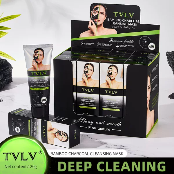 Cross-Border English Tvlv Bamboo Charcoal Cleansing Mask to Brighten Skin Tone, Hydrate and Moisturize, Deep Cleansing and Rejuvenating Facial Mask