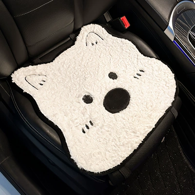 New West Highland Car Seat Cushion Winter Stuffed Thickened Car Seat Cushion Cute Cartoon Car Interior Accessories (Seat cushion, seat cover) - plush-west-highland-puppy-cushion-front-row