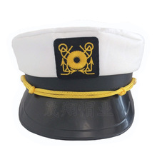 白色刺绣海军帽外贸欧美情趣平顶军帽 帽子批发派对水手帽定制