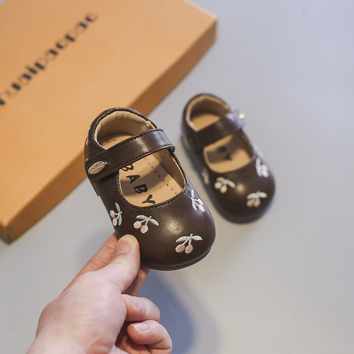 Baby girl shoes spring and autumn style Velcro princess shoes embroidered children's single shoes soft sole baby toddler shoes drop shipping