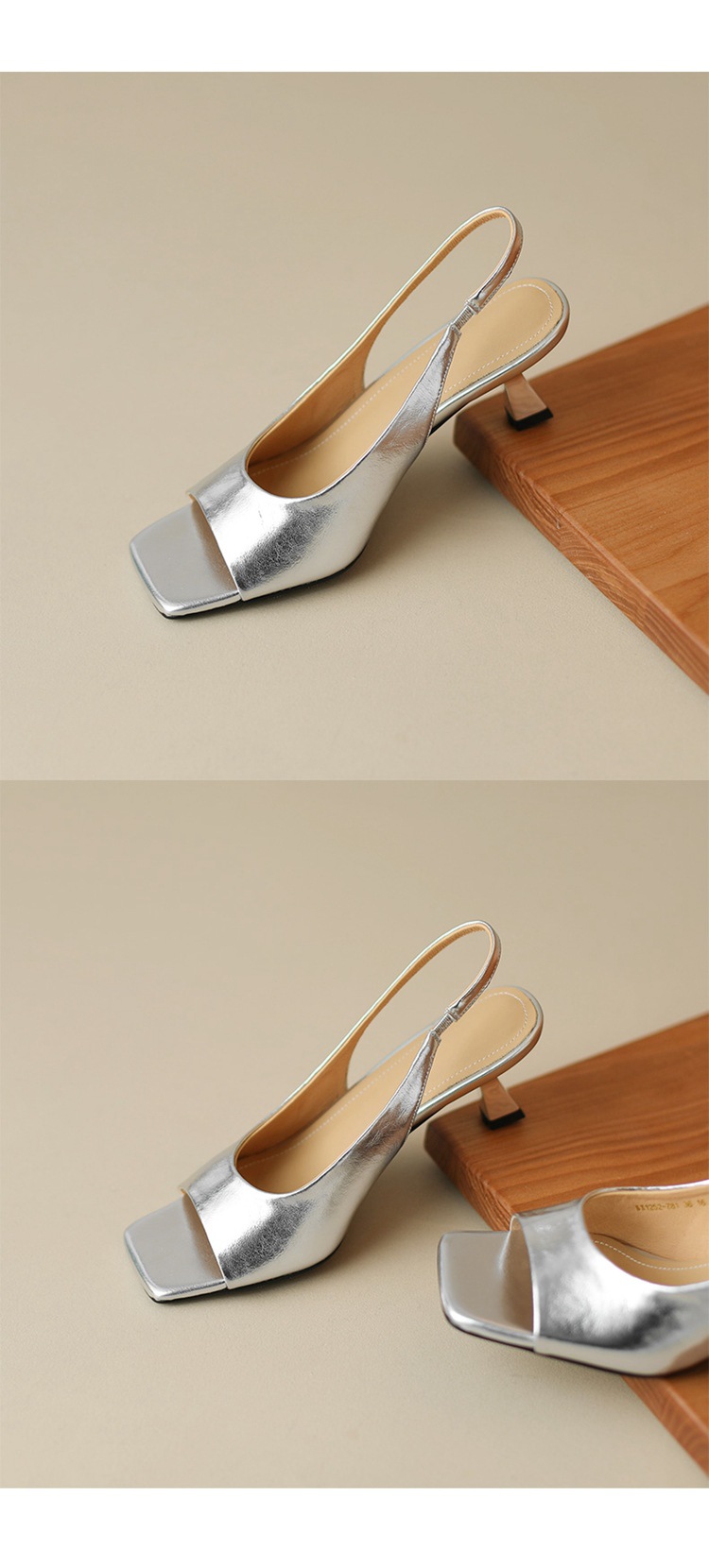 Sandal cao gót nữ mũi vuông hở mũi, gót thô 5.5 cm, phong cách Hàn Quốc, miệng nông — Da lộn cừu màu đen chi tiết 20