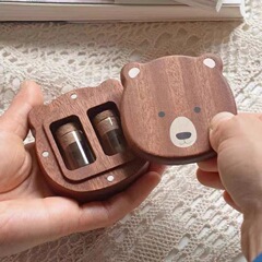 木の胎毛収納ケース熊の形の胎毛歯収納ケース赤ちゃんの胎毛保存ケース木製乳歯ケース