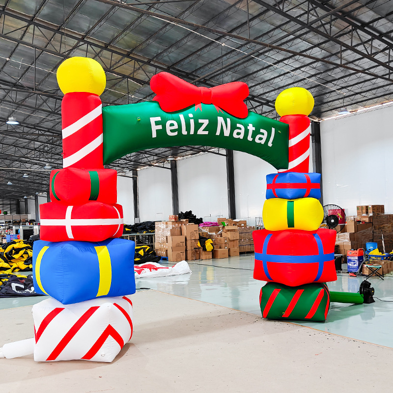 Fuente transfronteriza Navidad patio fiesta decoración del sitio de diseño props inflables arco de Navidad Santa