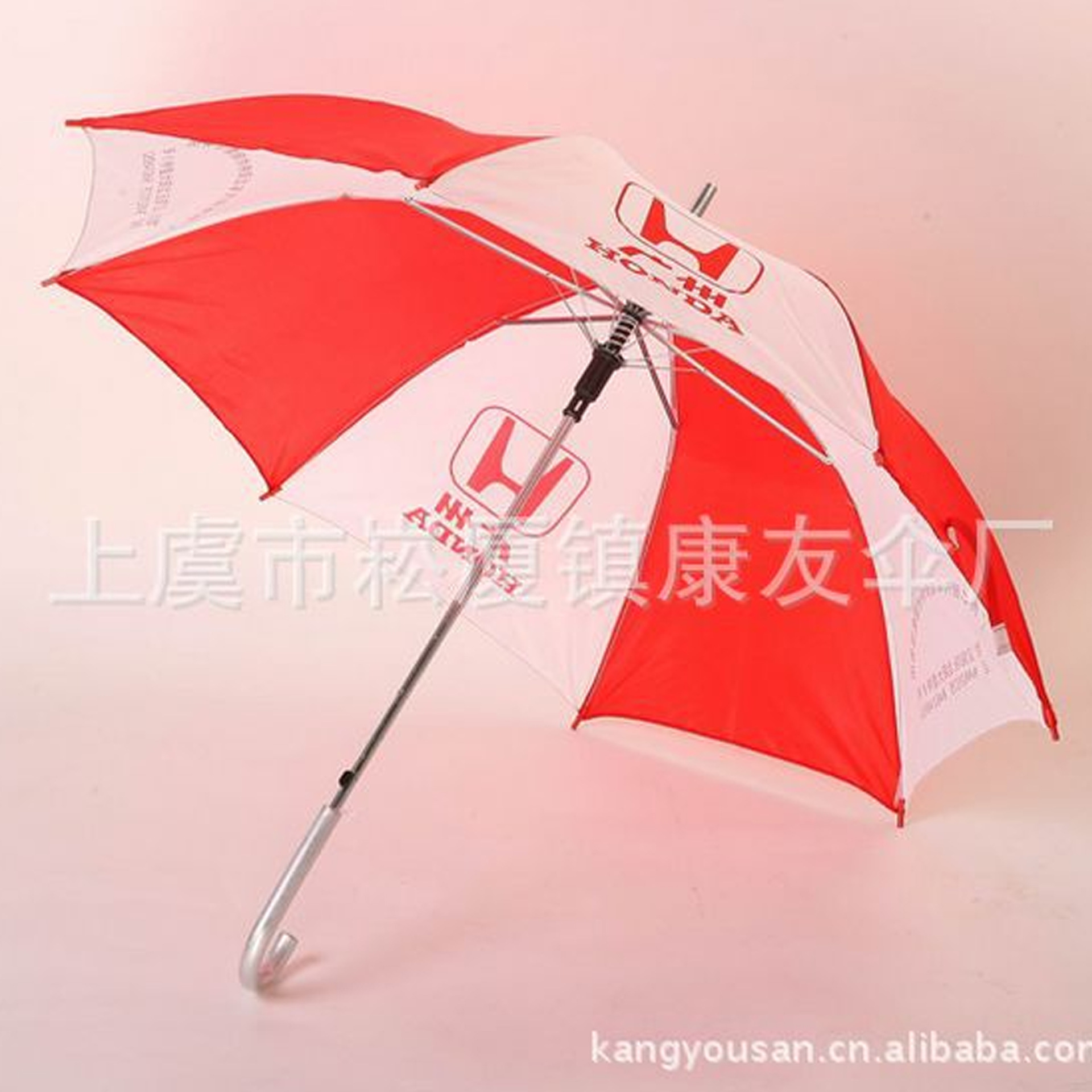 厂家供应供应红白拼接促销广告伞 直杆雨伞加印LOGO