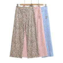 美式辣妹豹纹阔腿直筒裤居家长裤秋冬百搭休闲猫咪印花慵懒卫裤