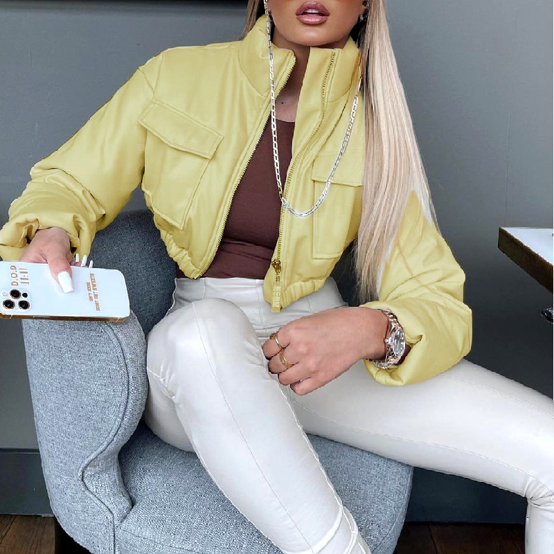women's stand collor solid color zipper jacket nihaostyles clothing wholesale NSLAI76344