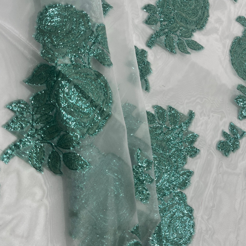 25 nuevo tejido de ergena poliéster completo después de la artesanía de ergena jacquard vestido de moda tela de mujer al por mayor