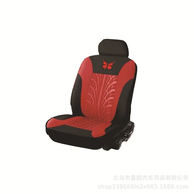 craft embossed fabric car seat | Universal seat cover - butterfly-press-black-red-2-piece-set-single-seat-general