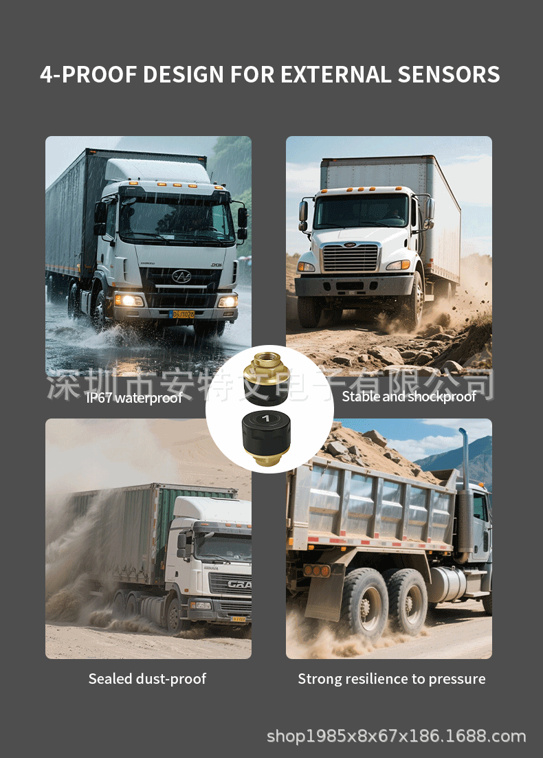 6-Wheel Truck, Light Truck, Heavy Truck, Rv Wireless Tire Pressure Monitor, Solar Tire Pressure and Temperature Display Tpms