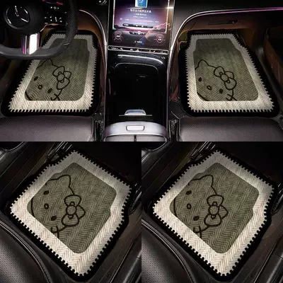complete set of car carpets, Car Carpet - ylt-cute-cat-green-diatom-mud-full-car-four-piece-set-value-pack