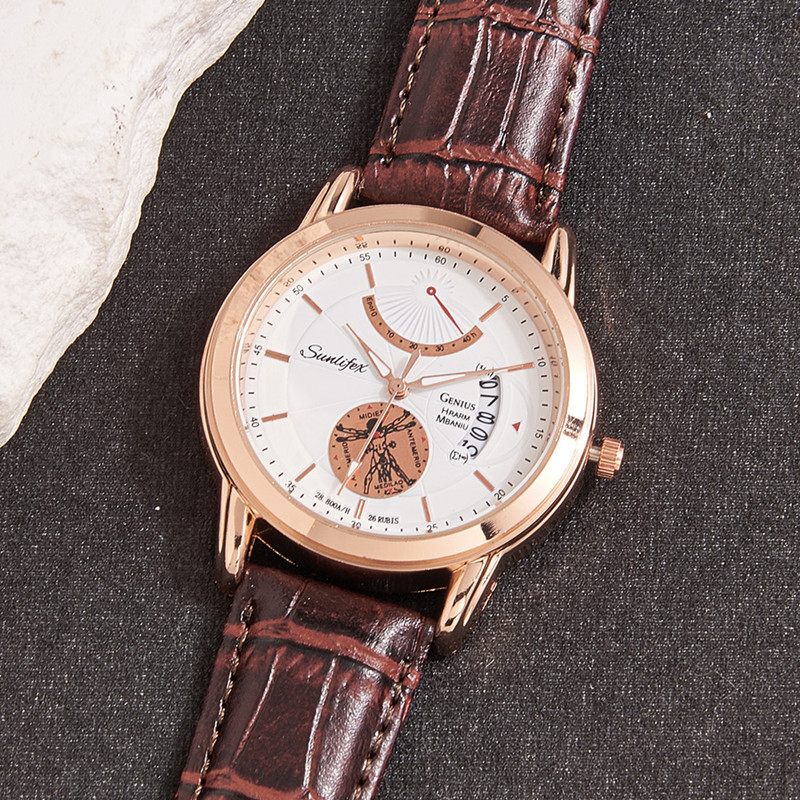 Reloj de hombre de marca suiza reloj de cuarzo de calendario ultra delgado reloj de cuarzo de cinturón real de negocios de moda