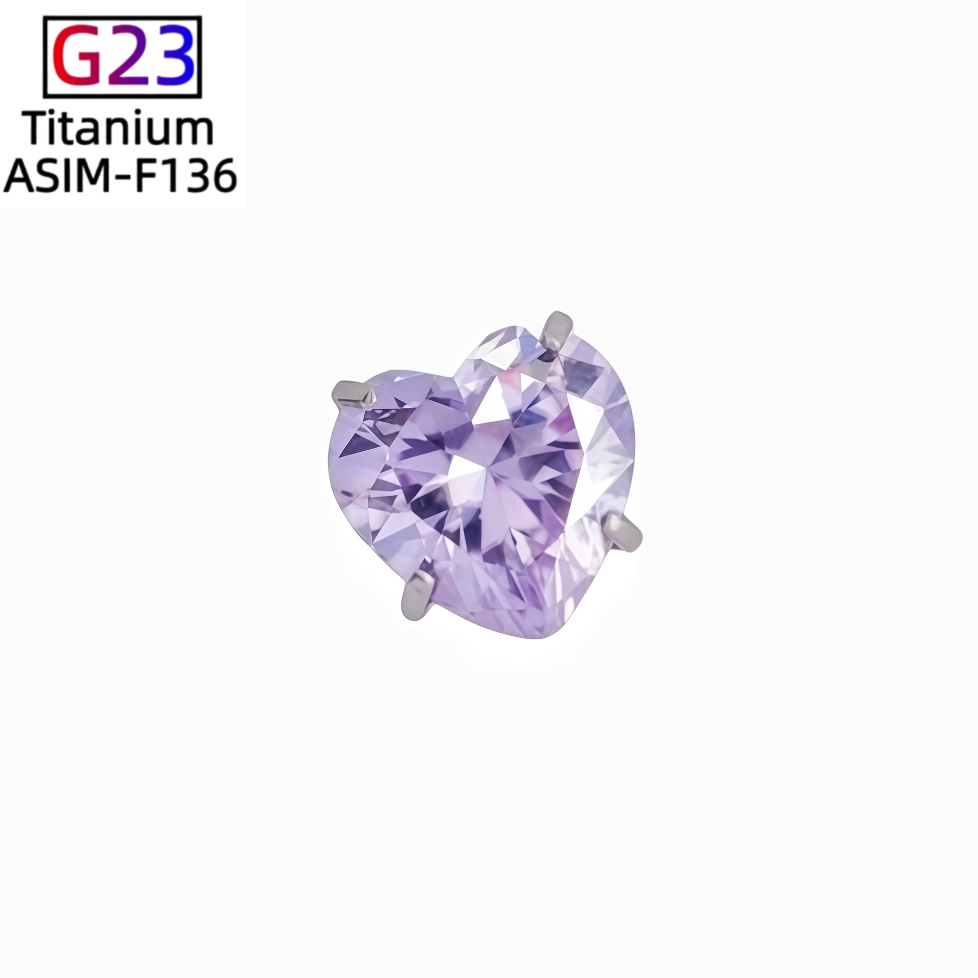 G23 Titanium Earring Heart Zircon Four-Claw Pointed Bottom Ear Bone Nails Lip Eyebrow Nails detail image 13