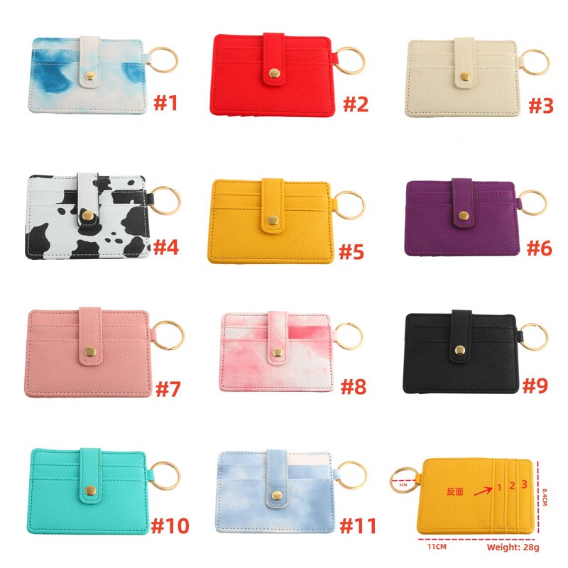 2023 European and American Hot Selling Multi-Card Buckle Card Holder Multicolor Optional PU Leather Keychain Wrist Strap Card Holder Card Holder