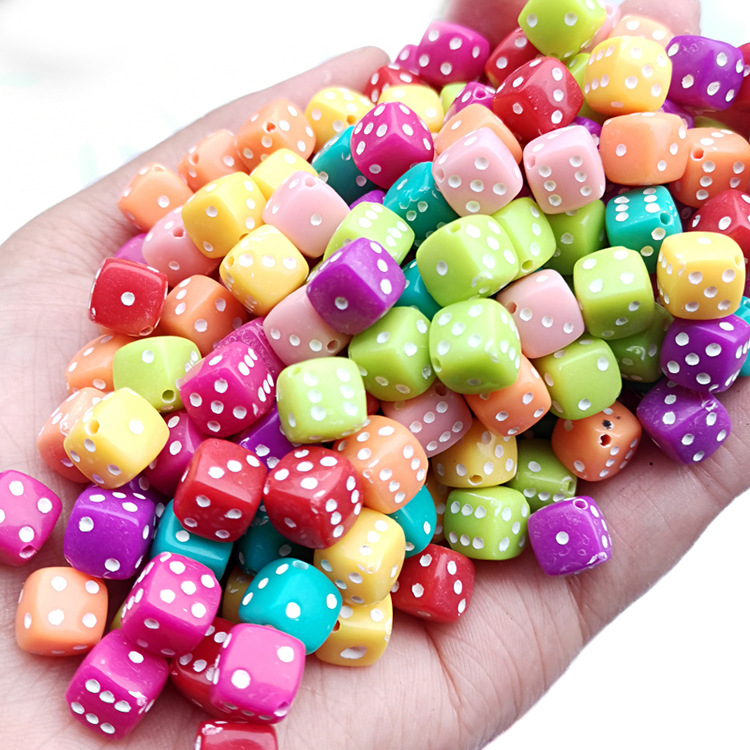 Perlas acrílicas de colores 8x8 mm, accesorios para joyería DIY