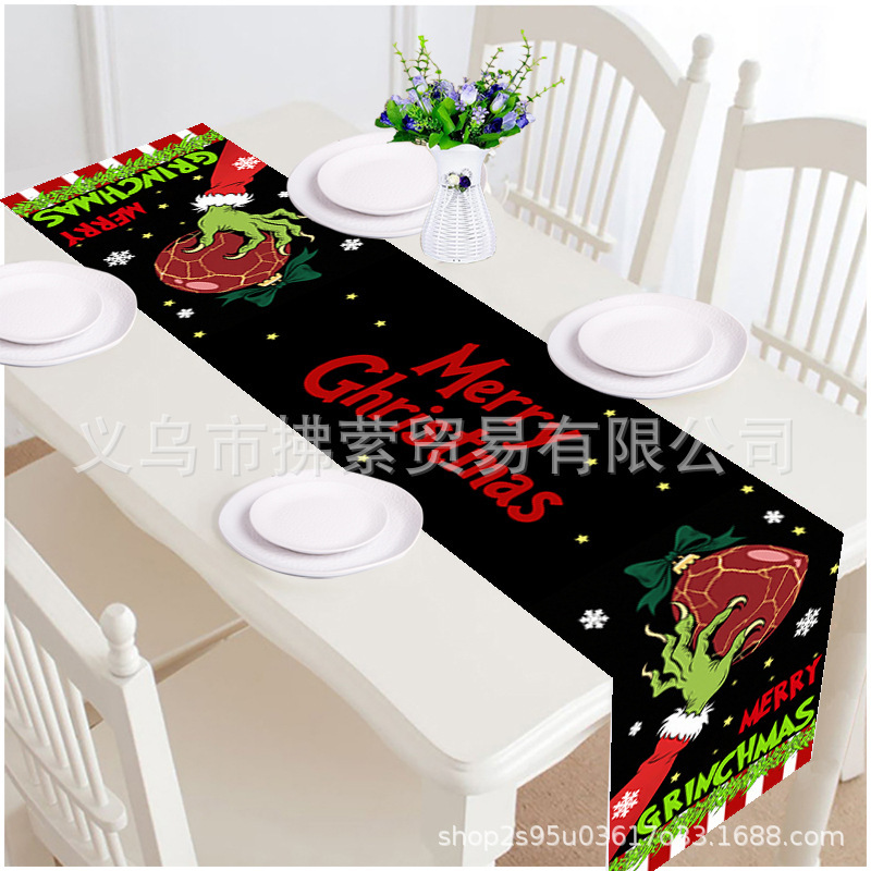 桌旗亚马逊跨境节日桌旗圣诞节桌旗家用装饰长条巾桌面防滑餐桌布|undefined