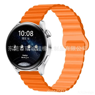 适用于22mm华为表带20mm手表三星watch4/5硅胶拼色磁吸运动表带