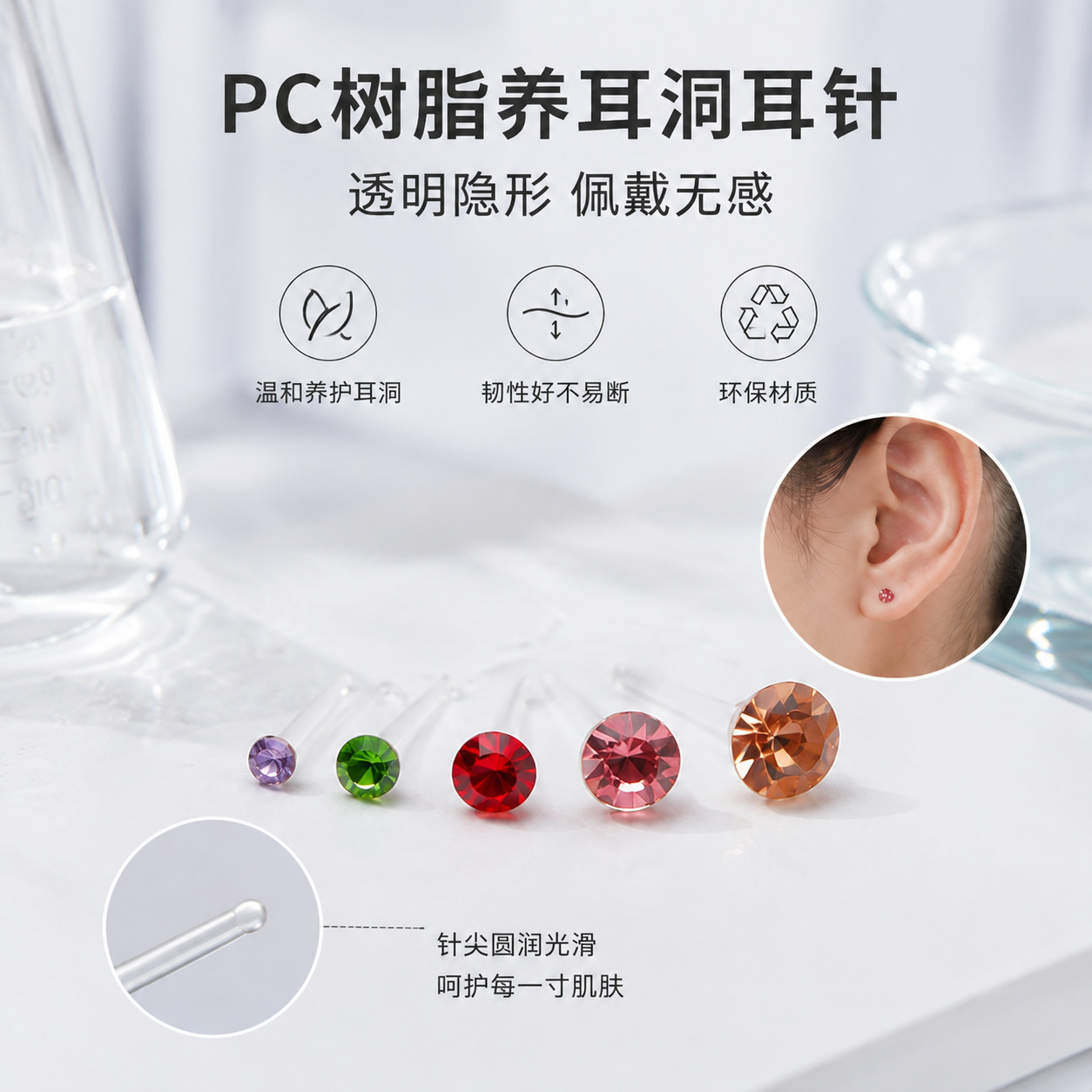 Pendientes de resina al por mayor, aretes de plástico antialérgicos, joyería de diamantes para las orejas, hipoalergénicos, tacto premium, para alergias leves.