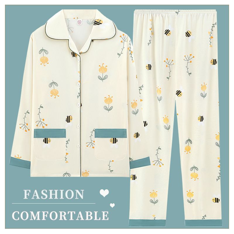 Pijama de algodón femenino primavera y otoño cardigan de manga larga 2024 nuevo conjunto de ropa de hogar de madres de alta calidad