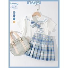 Girls' Set Uniform 2023 Children's Academic Style Summer Top and Skirt Set Performance Costume Trendy