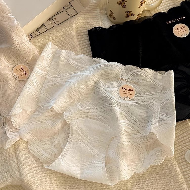 2025 new [7A antibacterial cotton crotch] cool feeling ice silk underwear women's seamless waist hip ladies briefs