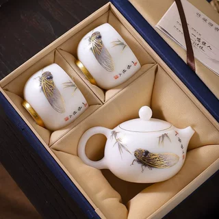 郭志保大师素烧羊脂玉瓷一鸣惊人一壶两杯高端功夫茶具套装代批发