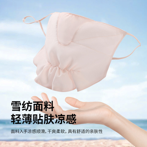 Ice silk mask for women's mouth and nose mesh breathable ice thin anti-UV outdoor golf sunscreen front neck protection