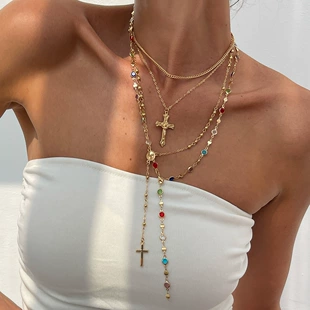 Комплект ожерелий в виде цветов, медная цепь и сплав с кристаллами, европейский стиль, множество цветов