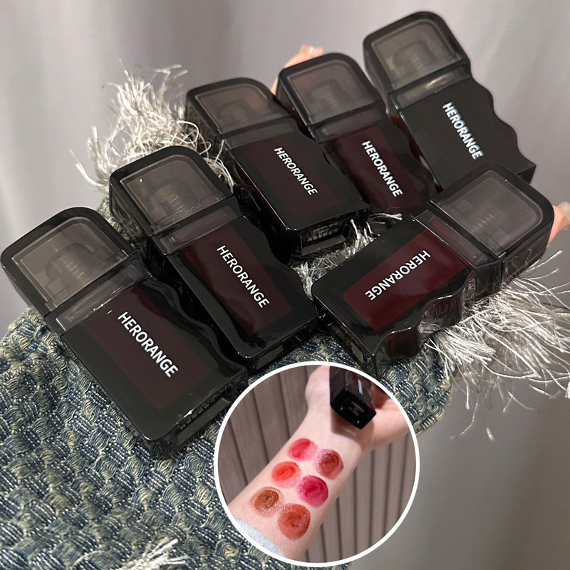 HERORANGE ~ simple mirror lip glaze lasting not easy to stick cup film moisturizing doodle lip gloss lip gloss