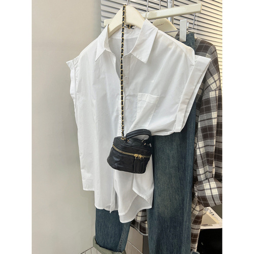 Pink Short Sleeve Blouse Women French Style Top Summer 2025 Design Sense Small Sleeveless Loose Blouse Women
