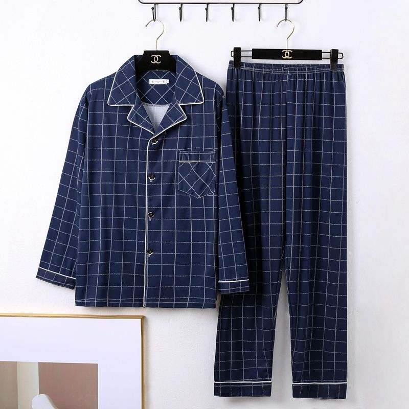 100 High-end Men's Pajamas Cotton Spring Autumn Summer Long Sleeve 2023 New Men's Large Size Outer Wearing Home Clothes 100 High-end Men's Pajamas Cotton Spring Autumn Summer Long Sleeve 2023 New Men's Large Size Outer Wearing Home Clothes