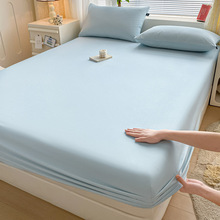 2024春季纯棉床笠单件家用双人床罩三件套纯色席梦思床垫保护套