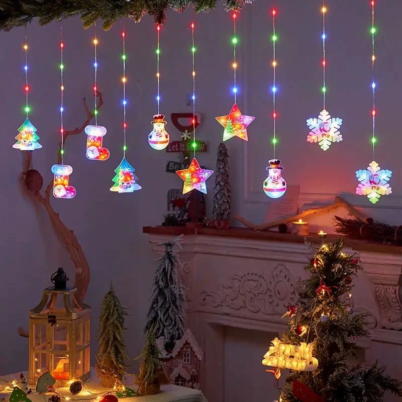 LED-тайм Curtain lights, 3×0.8 м, батарейка или сеть, тёплый белый или мультицветной, декоративные подвески