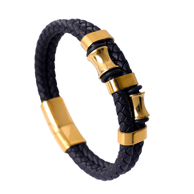 Men's Braided Leather Bracelet Waterproof And Hypoallergenic_voghion.com