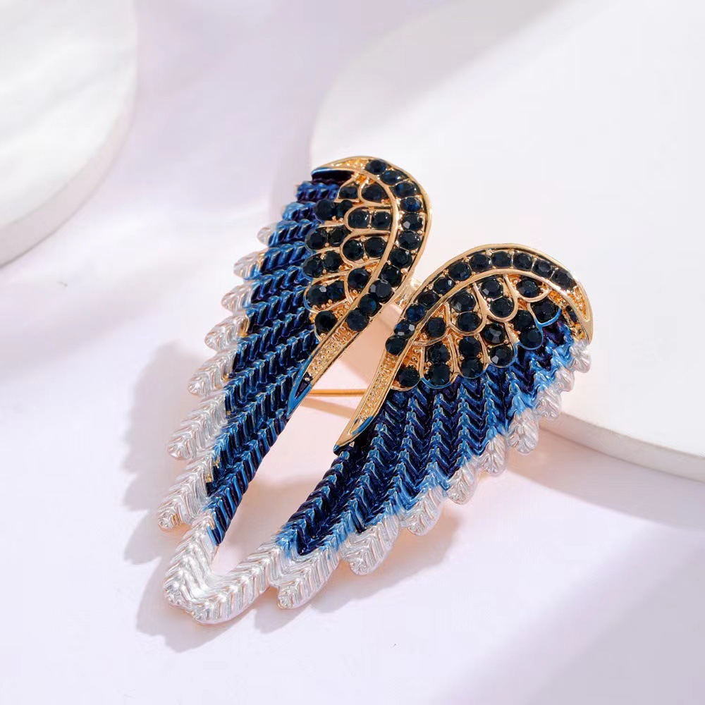 Personalized Simple Angel Wings Brooch for Women, Korean Fashion Versatile Enamel Pin, Alloy Rhinestone Brooch Accessory