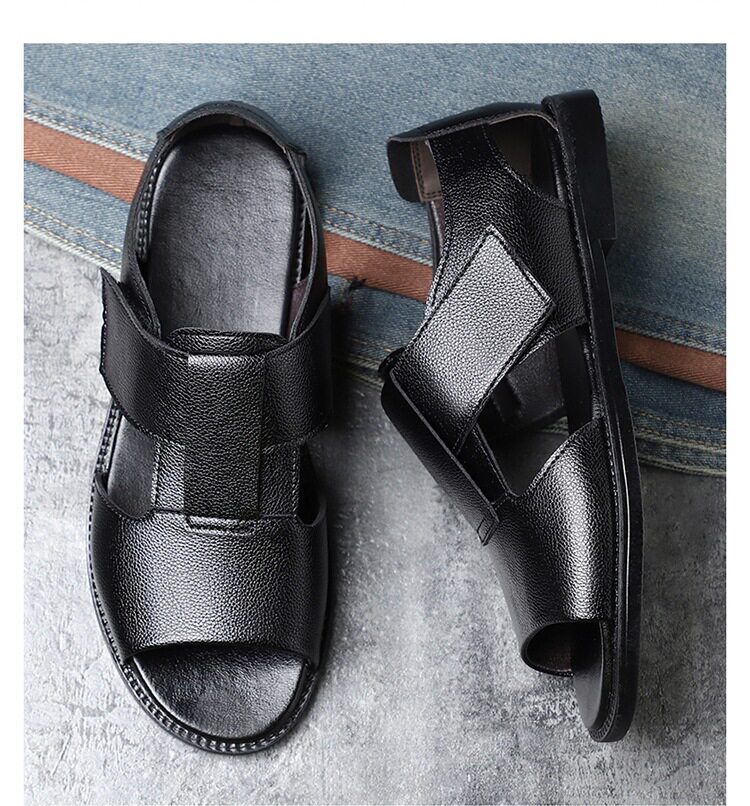Sandal nam quai dán hở ngón chống trượt kiểu La Mã đi biển — Màu nâu, màu đen chi tiết 18