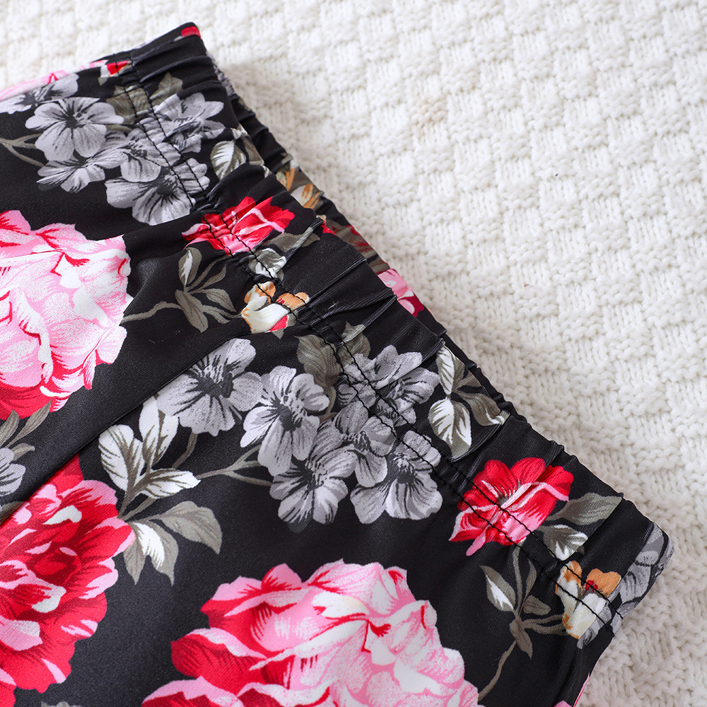 EW Børnetøj Nyt produkt til mellemstore børn, pigernes forårs- og efterårsskjorte med bund, blomsterprint_voghion.com