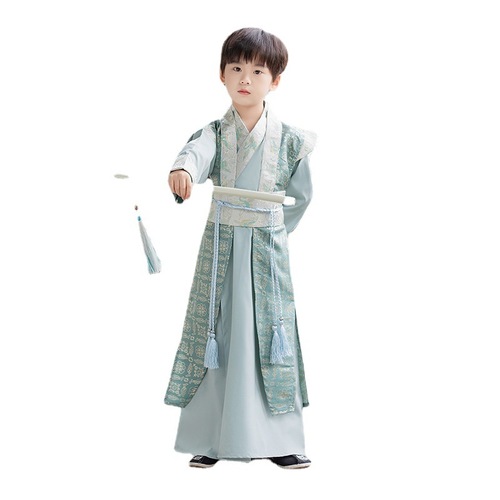 Boy Green hanfu warrior swordsman cosplay Chinese ancient folk costumes Ming system modified rank handsome sovereign clothing wholesale