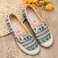 老北京布鞋女透氣亞麻一腳蹬懶人鞋軟底民族風媽媽鞋復古女單鞋子