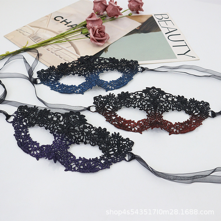 Máscaras de encaje de venta transfronteriza máscaras de plumas de mujer decoración gradiente máscaras de mitad de cara maquillaje de baile accesorios de vestuario sexy