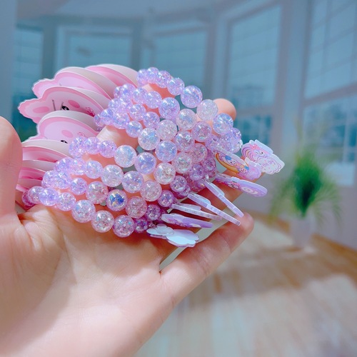 Baby cartoon bracelet bracelet with texture, high elasticity, purple crystal beads, children's hand jewelry, girl's cute rabbit