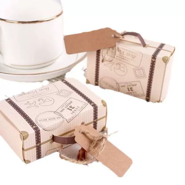 跨境迷你行李箱喜糖盒礼物包装盒带麻绳吊牌烘焙包装盒