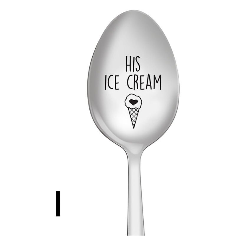 Acero inoxidable nueva historieta cuchara creativa mezcla cuchara sopa cuchara múltiples patrones opcionales letras hogar vajilla al por mayor