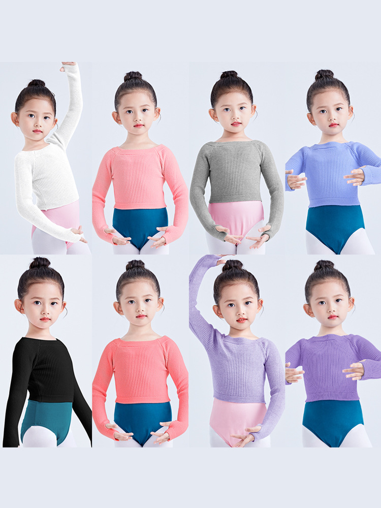 Ropa de baile para niños suéter otoño bebé niñas suéter ropa de invierno con cuello en V niñas suéter cálido ropa de práctica top image 2