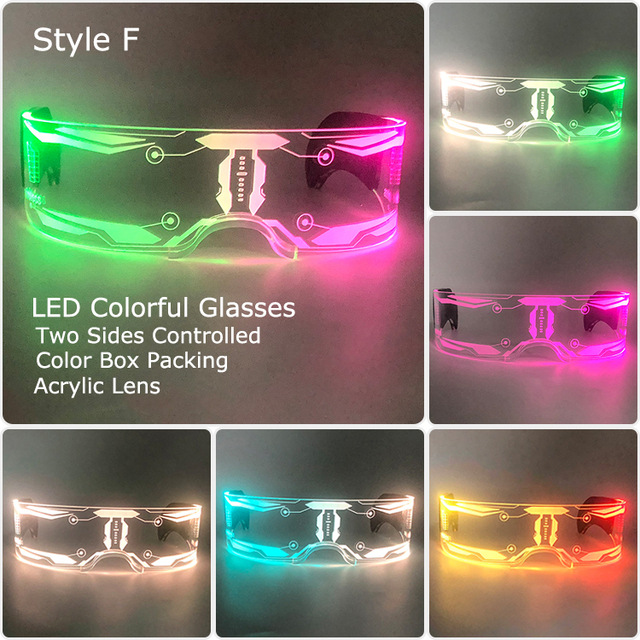 Gafas LED de ciencia ficción con un toque tecnológico, estilo cyberpunk, coloridas, para discoteca, gafas deslumbrantes, a la moda