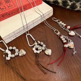 Korean Style Love Ins Style Hanging Bag Chain Beaded Sweet Cool Bag Buckle Hanging Distinctive Long Sweater Necklace New
