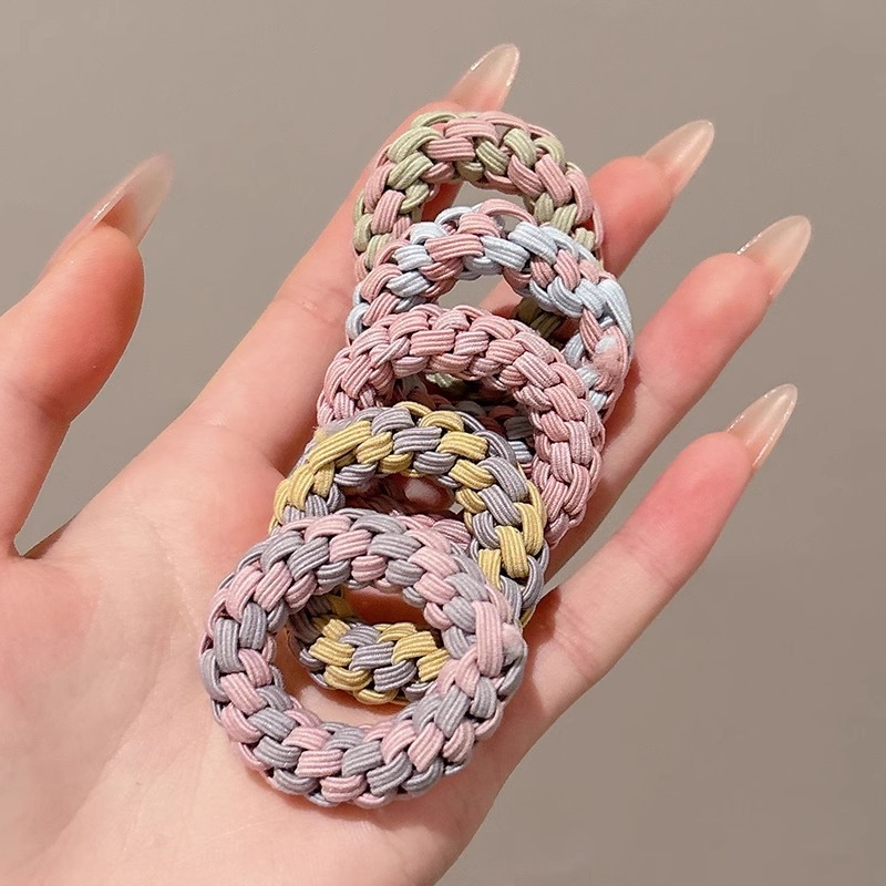 Corda de cabello de cola de caballo de tejido coreano, tocado de banda de goma de alta elasticidad no lesionar bola de cabello, cuerda de cabello