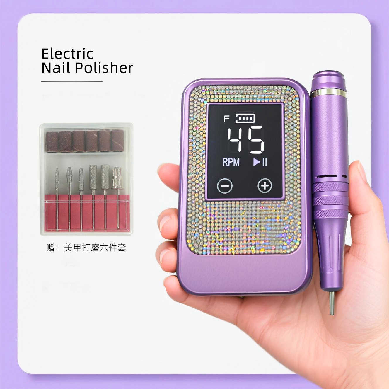 Explosión de perforación de esmalte de uñas tipo recargable portátil perforación de esmalte de uñas para eliminar la piel muerta máquina de amolación de uñas eléctrica
