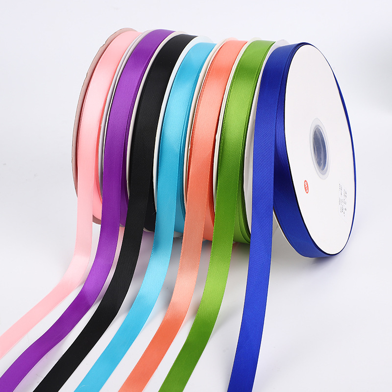 En stock con envío gratuito, cinta de poliéster de 1 cm de un solo lado para embalaje de cajas de regalo, lazos, accesorios coloridos, serpentinas de flores para bricolaje