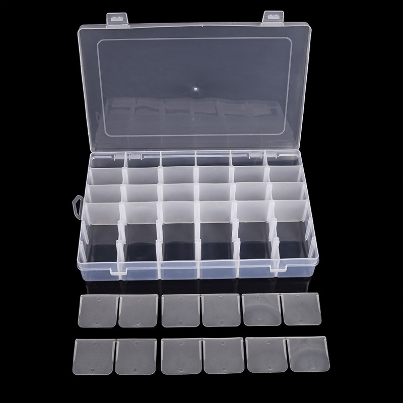 大号透明白色36格塑料盒 可拆卸插片款PP收纳盒有盖带分格包装盒